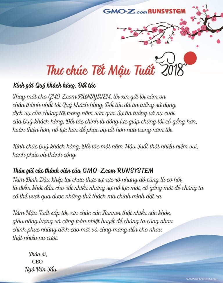 Thư chúc Tết Mậu Tuất 2018